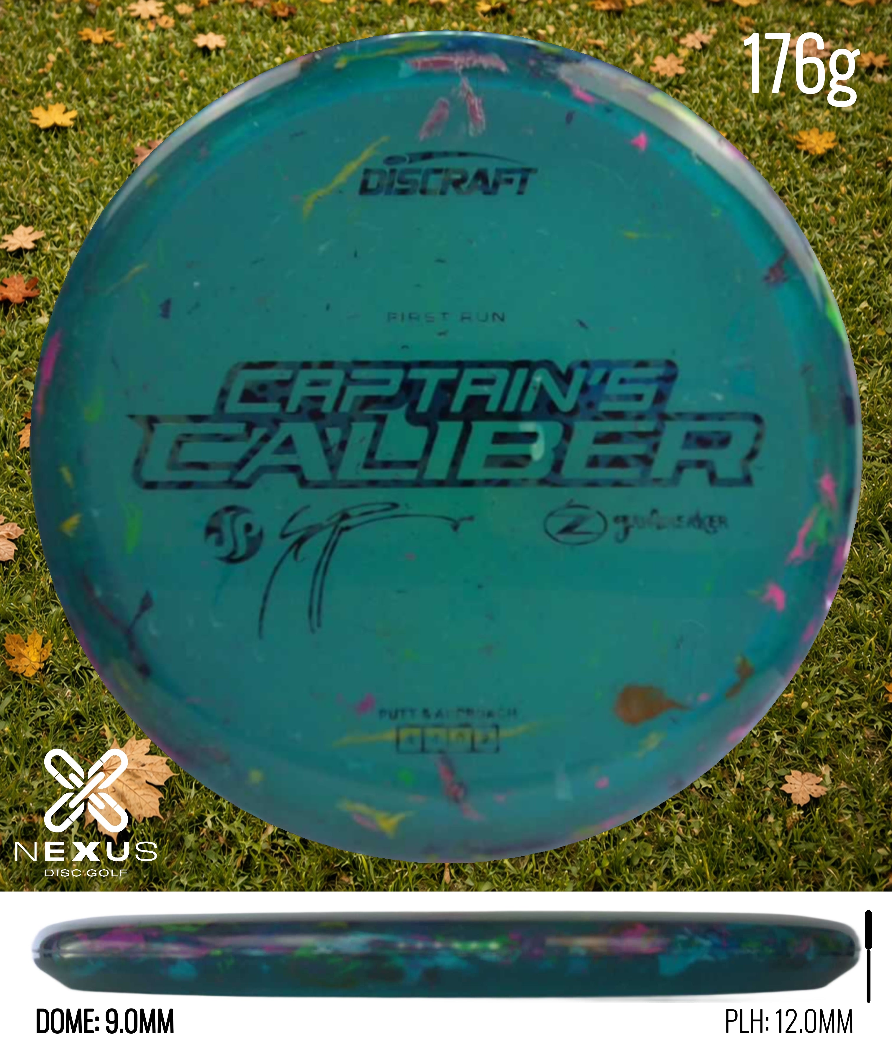 Discraft Seppo Paju First Run Z Jawbreaker Captain’s Caliber Jawbreaker Turquoise/Blue Cheetah Print 176g